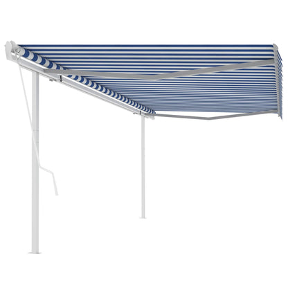 vidaXL Store latéral rétractable avec poteaux 5x3 m Bleu et Blanc
