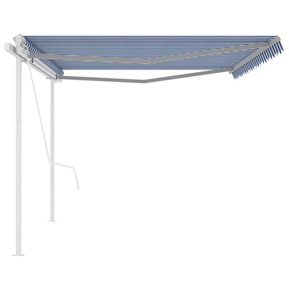 vidaXL Store latéral rétractable avec poteaux 5x3 m Bleu et Blanc
