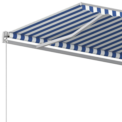 vidaXL Store latéral rétractable avec poteaux 5x3 m Bleu et Blanc