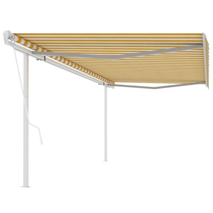 vidaXL Auvent Rétractable Automatique avec Poteau 5x3 m Jaune et Blanc