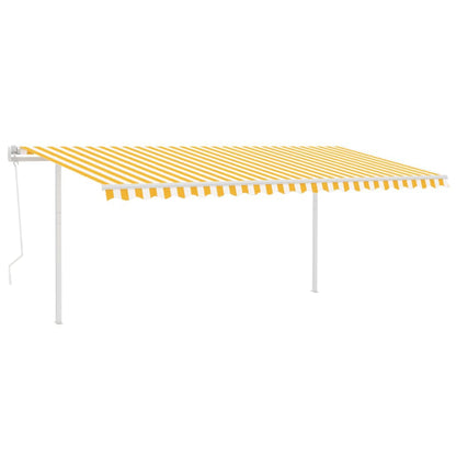 vidaXL Auvent Rétractable Automatique avec Poteau 5x3 m Jaune et Blanc