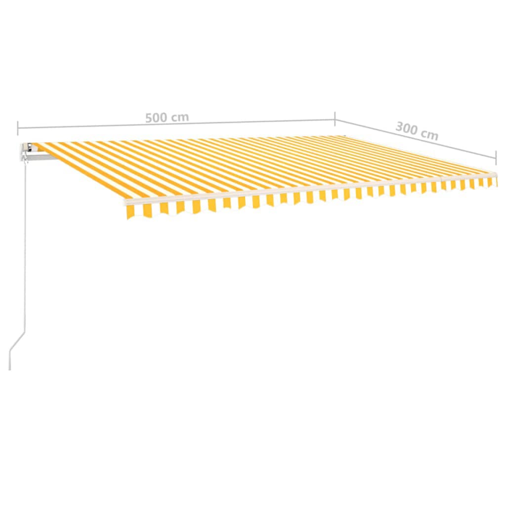 vidaXL Auvent Rétractable Automatique avec Poteau 5x3 m Jaune et Blanc