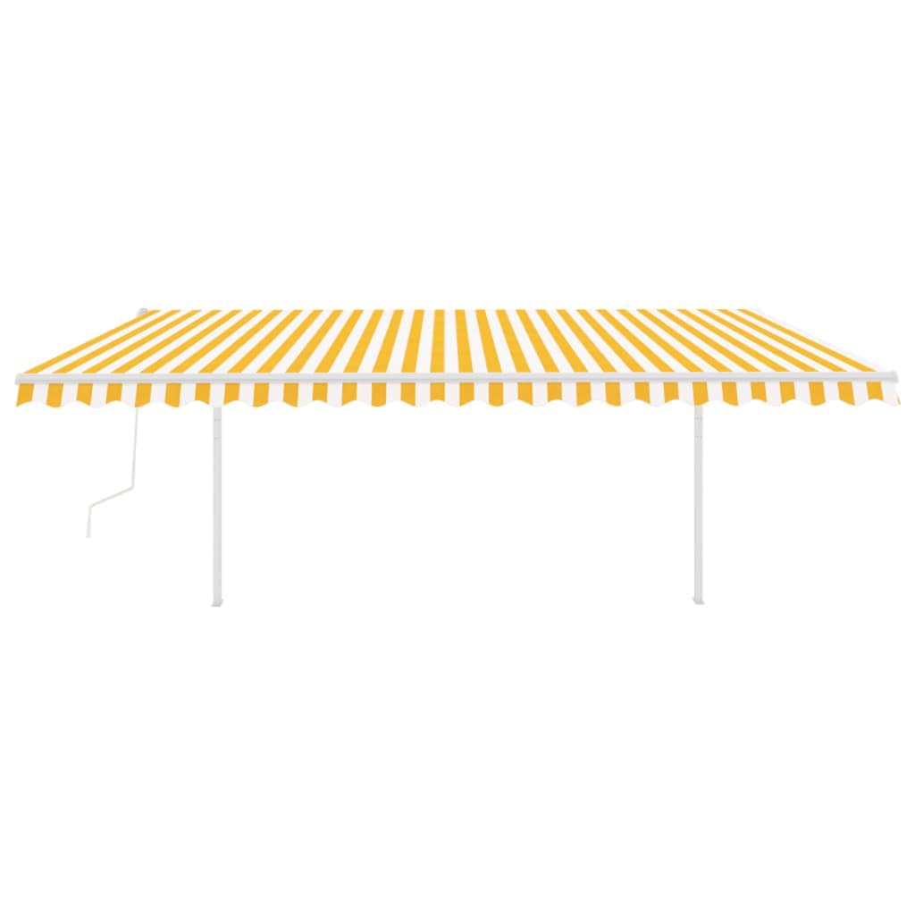 vidaXL Auvent Rétractable Automatique avec Poteau 5x3 m Jaune et Blanc