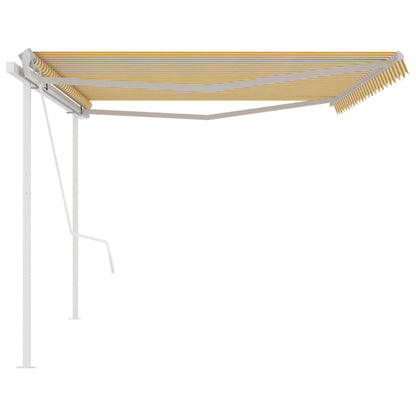 vidaXL Auvent Rétractable Automatique avec Poteau 5x3 m Jaune et Blanc