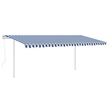 vidaXL Store banne électrique avec LED et capteur de vent 5x3 m Bleu et blanc