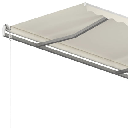 vidaXL Store banne manuel à enroulement avec poteaux 4x3,5 m Crème