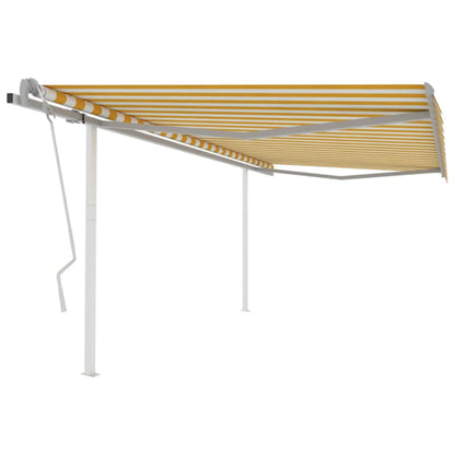 vidaXL Auvent manuel rétractable avec poteaux 4x3,5 m Jaune & Blanc