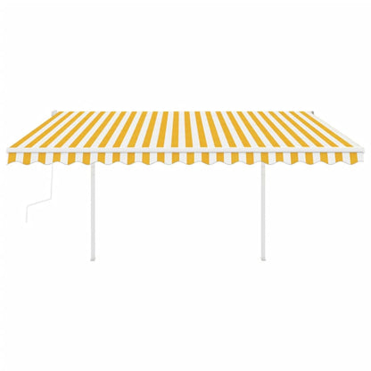 vidaXL Auvent manuel rétractable avec poteaux 4x3,5 m Jaune & Blanc