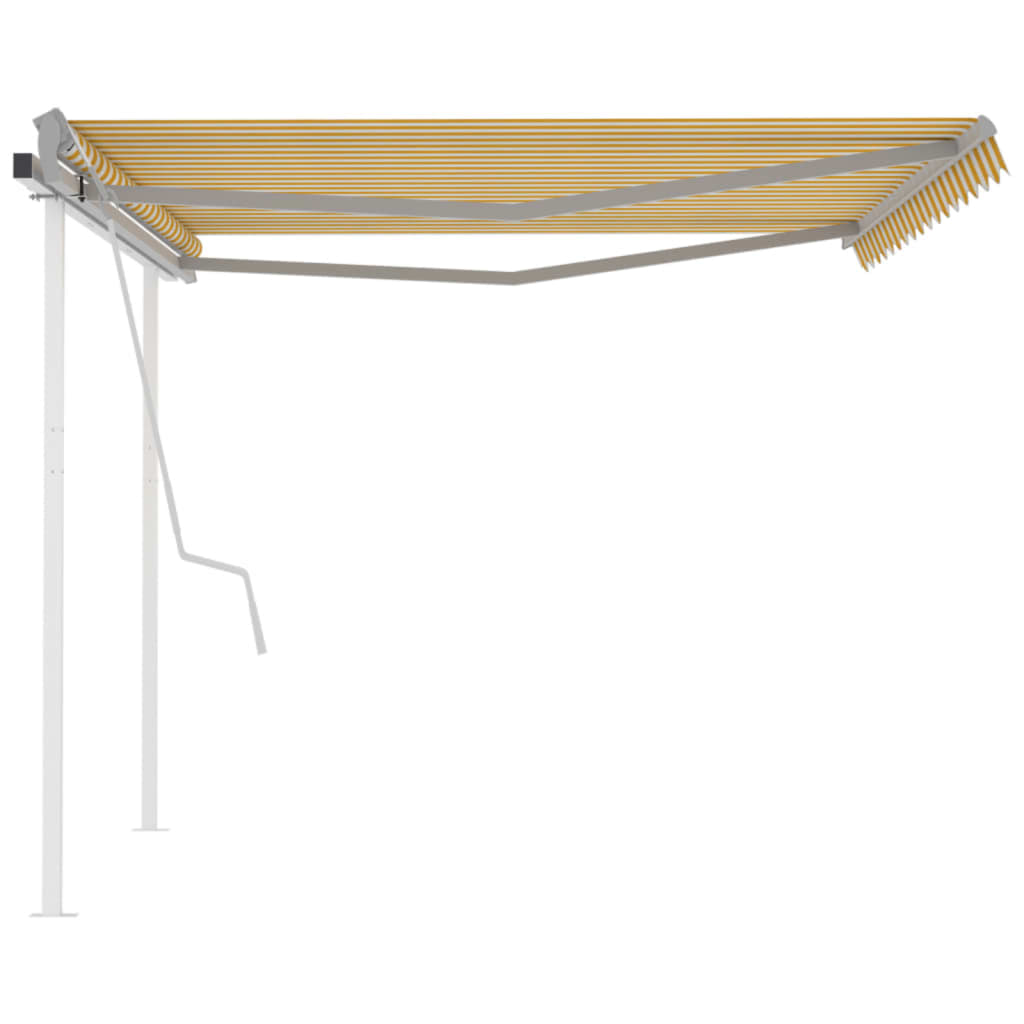 vidaXL Auvent manuel rétractable avec poteaux 4x3,5 m Jaune & Blanc