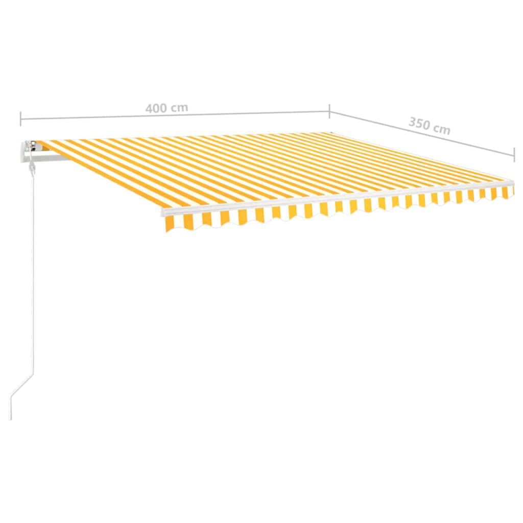 vidaXL Auvent manuel rétractable avec poteaux 4x3,5 m Jaune & Blanc