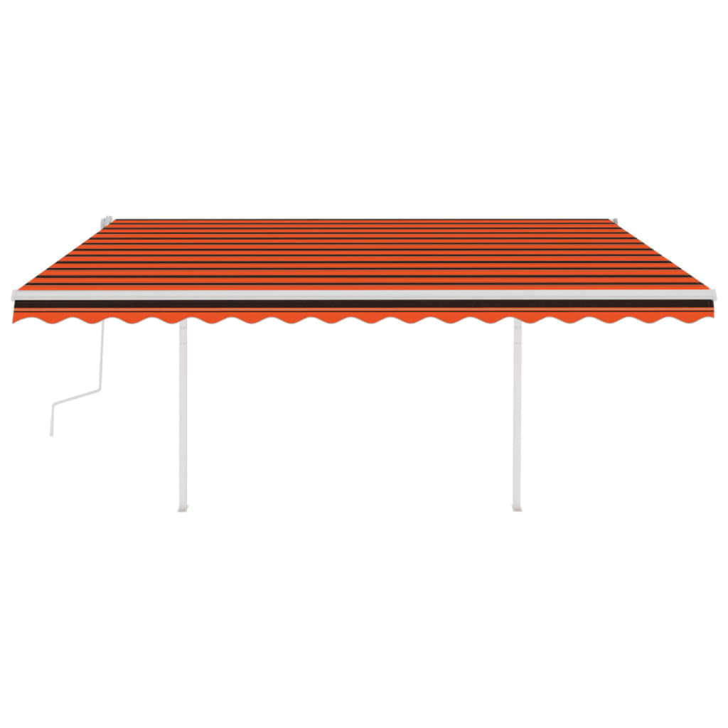 vidaXL Markise Manuell Einziehbar mit Pfosten 4x3,5 m Orange & Braun