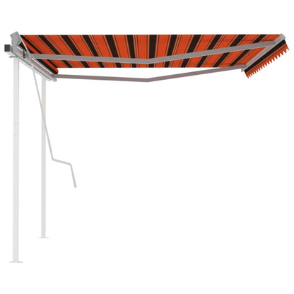 vidaXL Markise Manuell Einziehbar mit Pfosten 4x3,5 m Orange & Braun