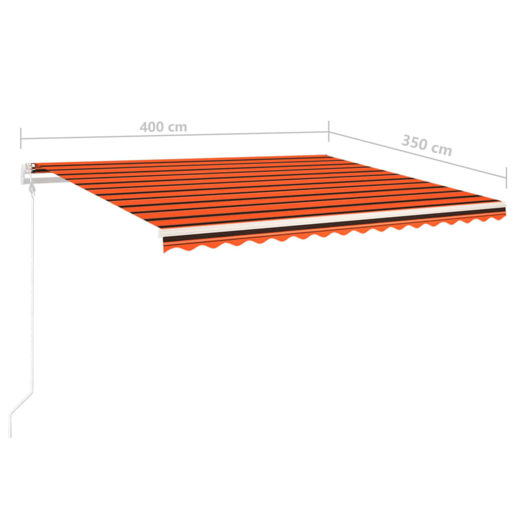 vidaXL Markise Manuell Einziehbar mit Pfosten 4x3,5 m Orange & Braun