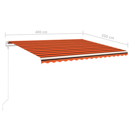 vidaXL Markise Manuell Einziehbar mit Pfosten 4x3,5 m Orange & Braun