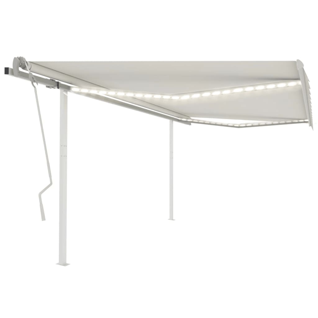 vidaXL Auvent Rétractable Manuel avec LED 4x3,5 m Crème