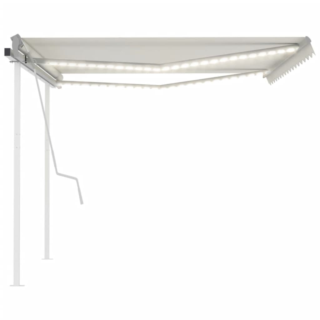 vidaXL Auvent Rétractable Manuel avec LED 4x3,5 m Crème