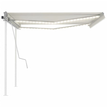 vidaXL Auvent Rétractable Manuel avec LED 4x3,5 m Crème