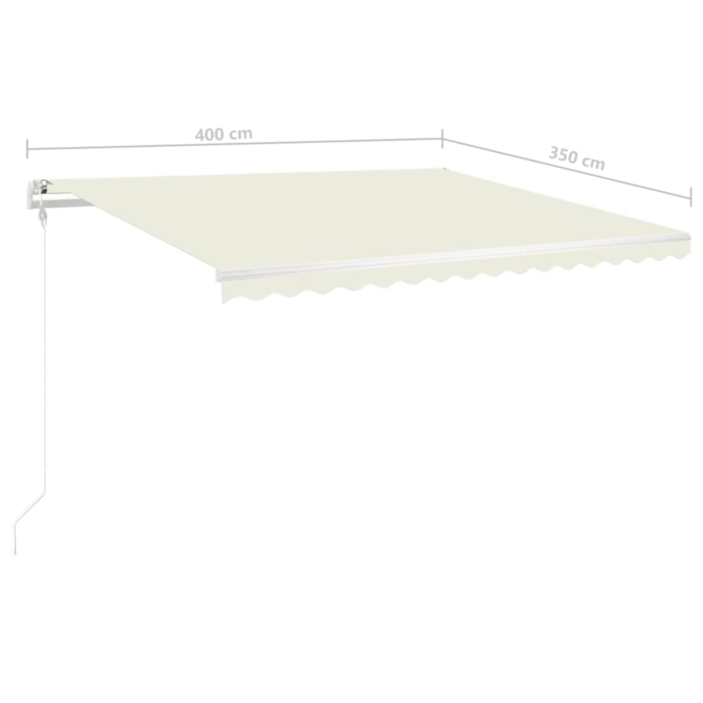 vidaXL Auvent Rétractable Manuel avec LED 4x3,5 m Crème
