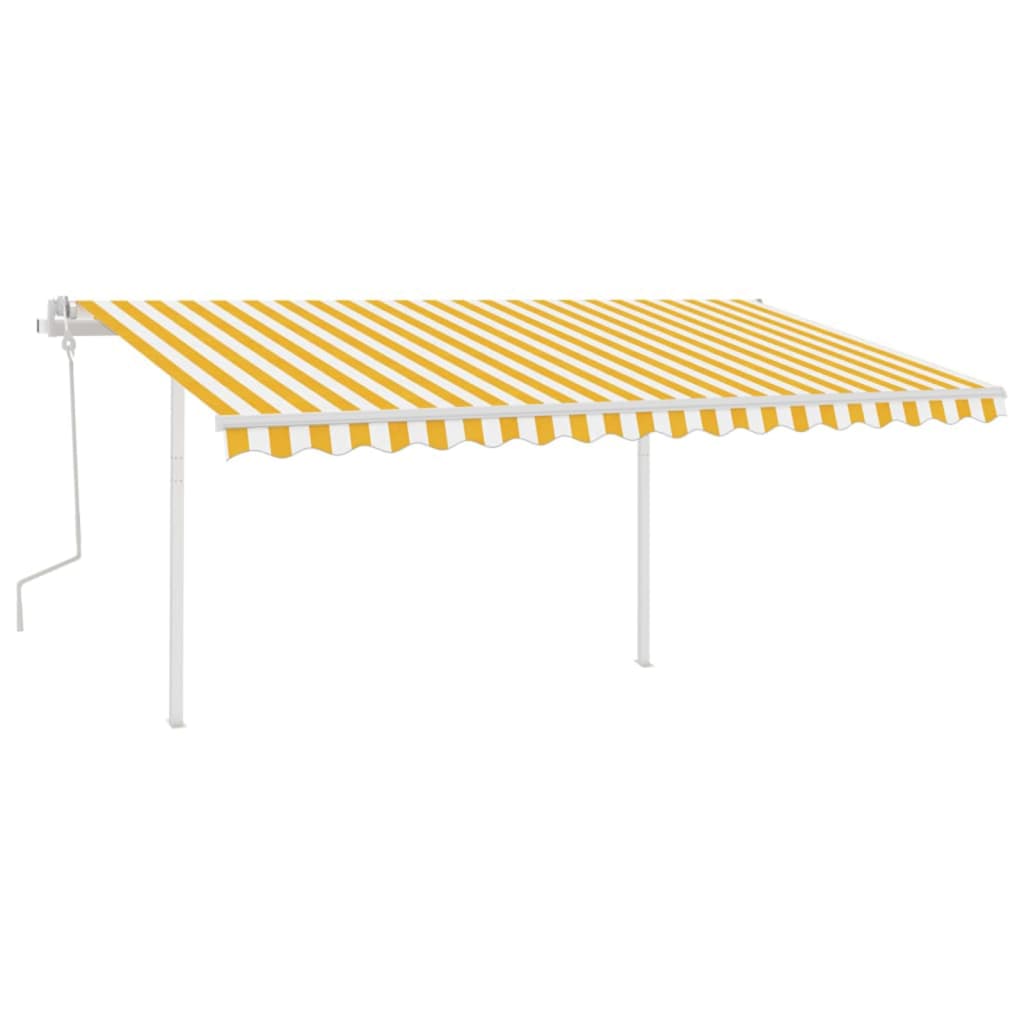 vidaXL Auvent Rétractable Manuellement avec LED 4x3,5 m Jaune et Blanc