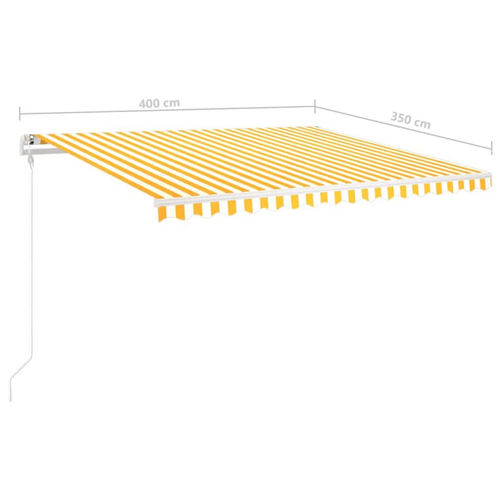 vidaXL Auvent Rétractable Manuellement avec LED 4x3,5 m Jaune et Blanc