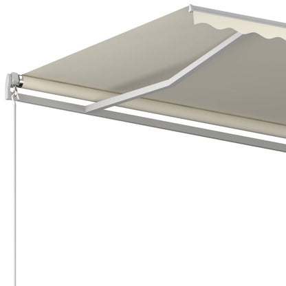 vidaXL Store banne rétractable automatique avec poteaux 4x3,5 m Crème
