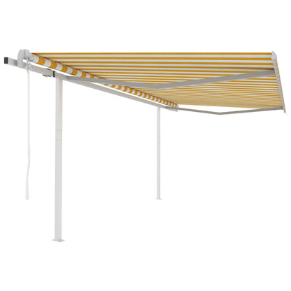 vidaXL Store latéral motorisé avec poteau 4x3,5 m Jaune Blanc
