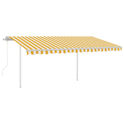 vidaXL Store latéral motorisé avec poteau 4x3,5 m Jaune Blanc