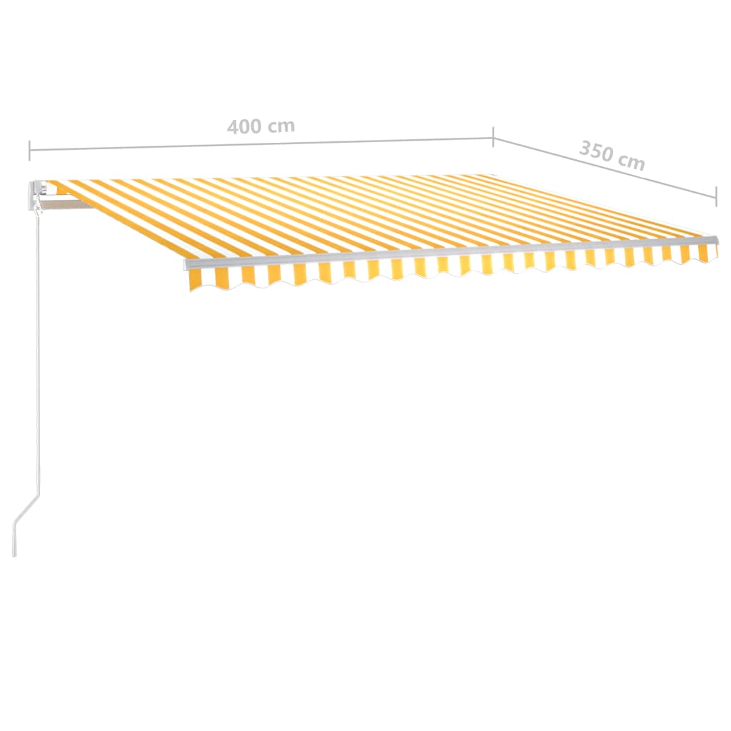 vidaXL Store latéral motorisé avec poteau 4x3,5 m Jaune Blanc