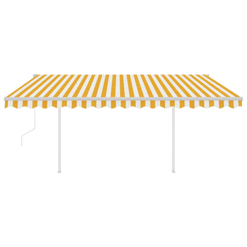vidaXL Store latéral motorisé avec poteau 4x3,5 m Jaune Blanc