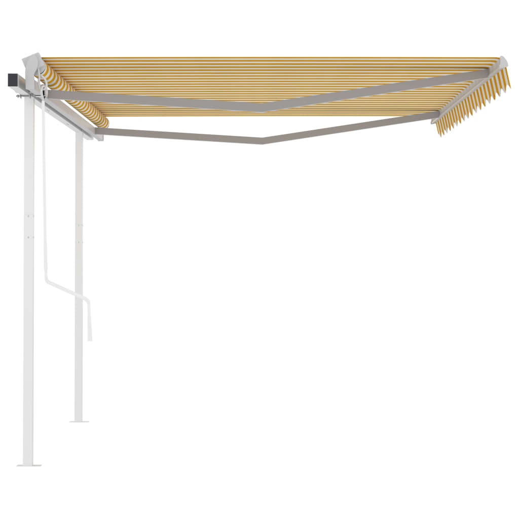 vidaXL Store latéral motorisé avec poteau 4x3,5 m Jaune Blanc