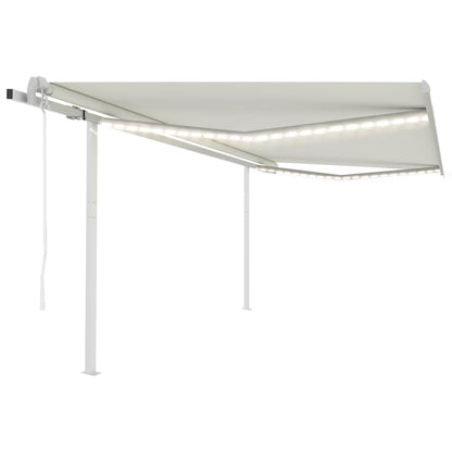 vidaXL Store banne automatique avec LED et capteur de vent 4x3,5 m Crème