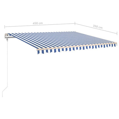 vidaXL Auvent rétractable manuel avec poteaux 4,5x3,5 m Bleu et blanc