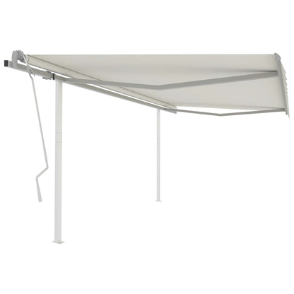 vidaXL Store banne manuel avec poteaux 4,5x3,5 m Crème