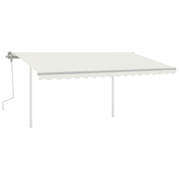 vidaXL Store banne manuel avec poteaux 4,5x3,5 m Crème