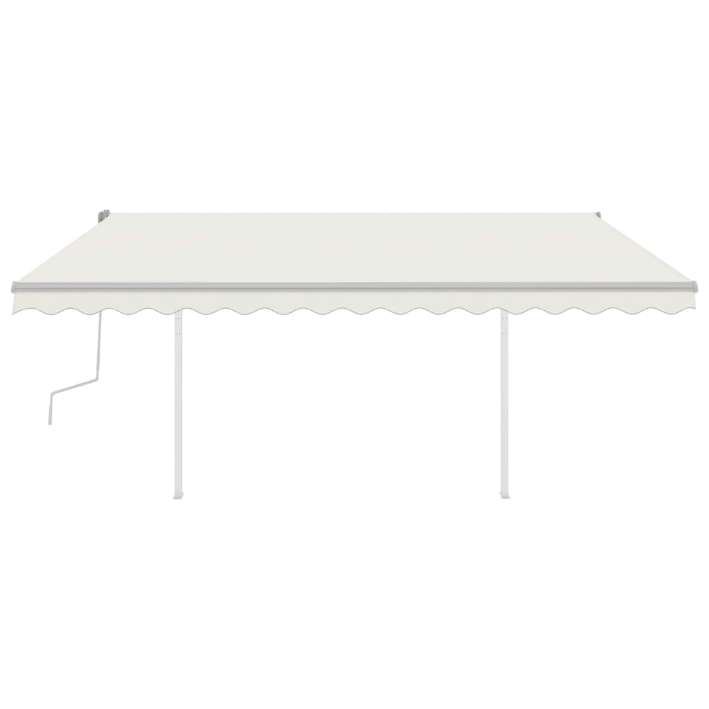 vidaXL Store banne manuel avec poteaux 4,5x3,5 m Crème