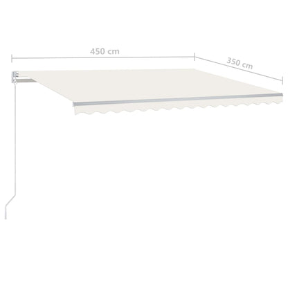 vidaXL Store banne manuel avec poteaux 4,5x3,5 m Crème