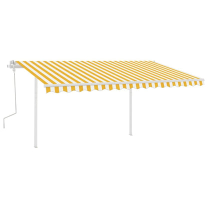 vidaXL Store manuel rétractable avec poteaux 4,5x3,5 m Jaune et blanc