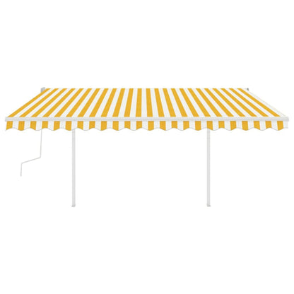 vidaXL Store manuel rétractable avec poteaux 4,5x3,5 m Jaune et blanc
