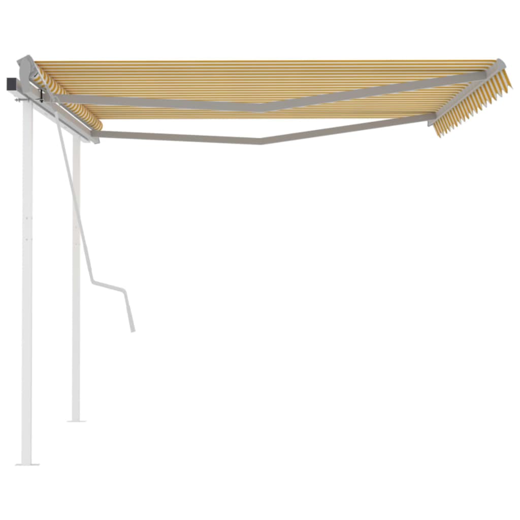 vidaXL Store manuel rétractable avec poteaux 4,5x3,5 m Jaune et blanc