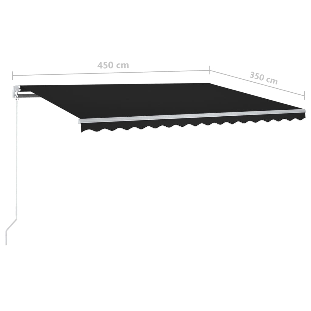 vidaXL Store manuel rétractable avec poteaux 4,5x3,5 m Anthracite