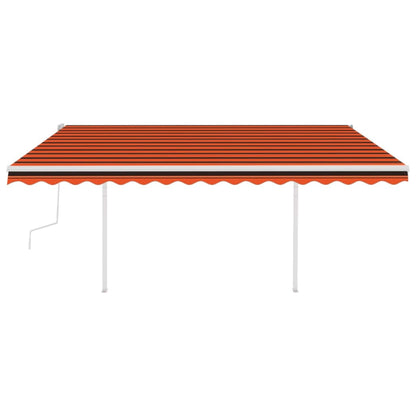 vidaXL Markise Manuell Einziehbar mit Pfosten 4,5x3,5 m Orange & Braun