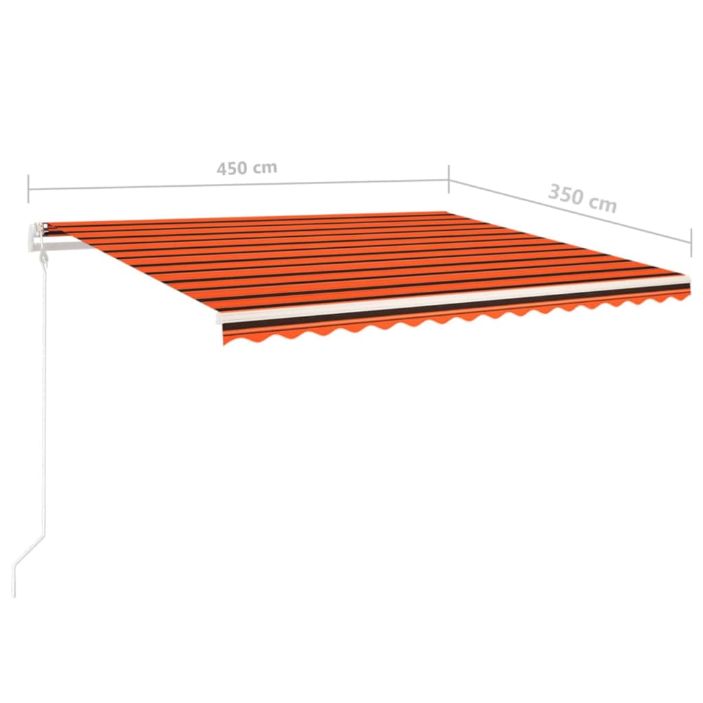 vidaXL Markise Manuell Einziehbar mit Pfosten 4,5x3,5 m Orange & Braun