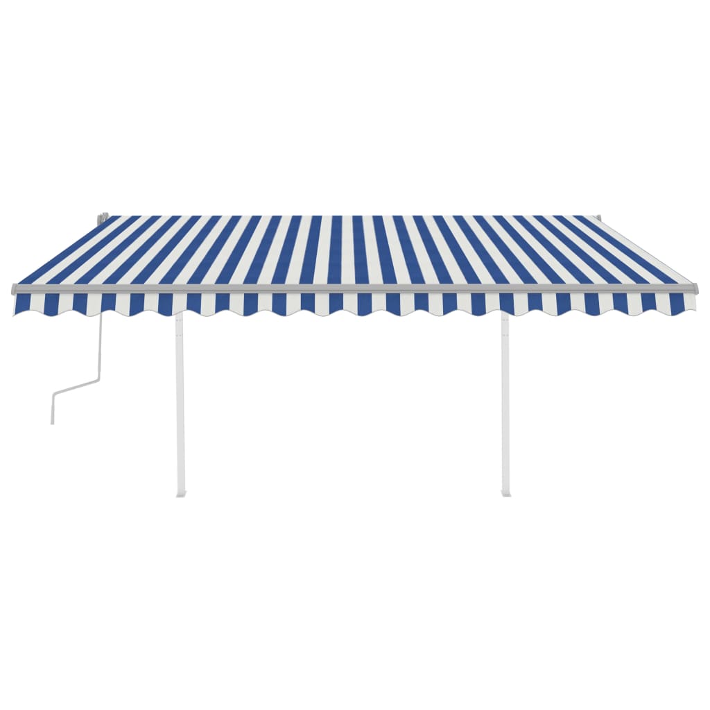 vidaXL Auvent rétractable manuel avec LED 4,5x3,5 m Bleu et blanc