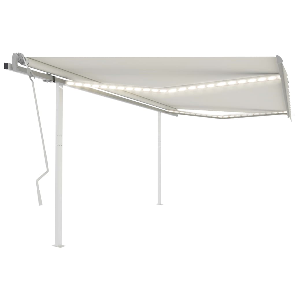 vidaXL Auvent rétractable manuel avec LED 4,5x3,5 m Crème
