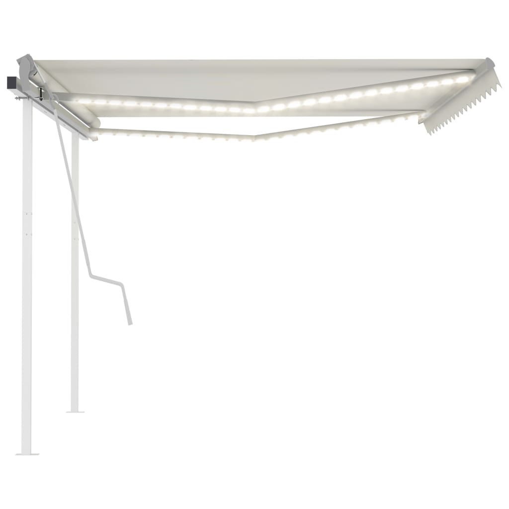 vidaXL Auvent rétractable manuel avec LED 4,5x3,5 m Crème