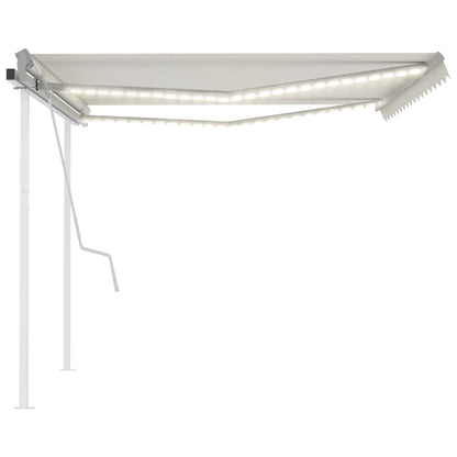 vidaXL Auvent rétractable manuel avec LED 4,5x3,5 m Crème
