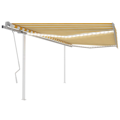 vidaXL Store manuel rétractable à LED 4,5x3,5 m Jaune et Blanc