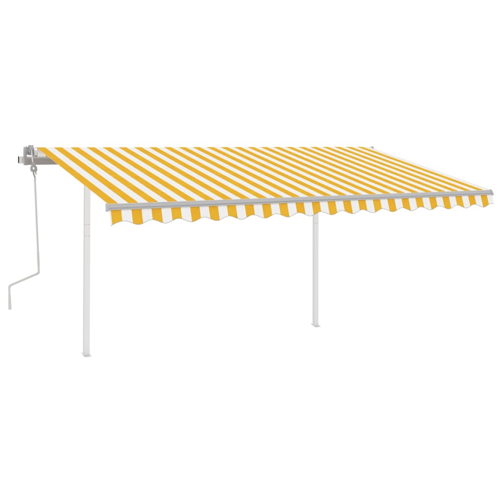 vidaXL Store manuel rétractable à LED 4,5x3,5 m Jaune et Blanc