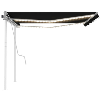vidaXL Store banne manuel à LED 4,5x3,5 m Anthracite