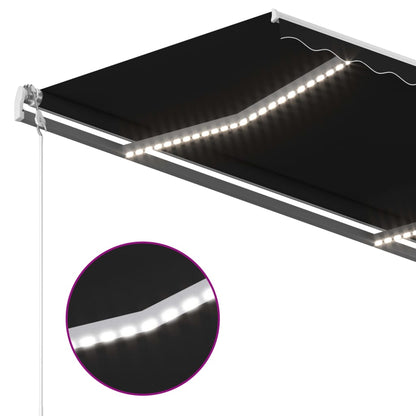 vidaXL Store banne manuel à LED 4,5x3,5 m Anthracite